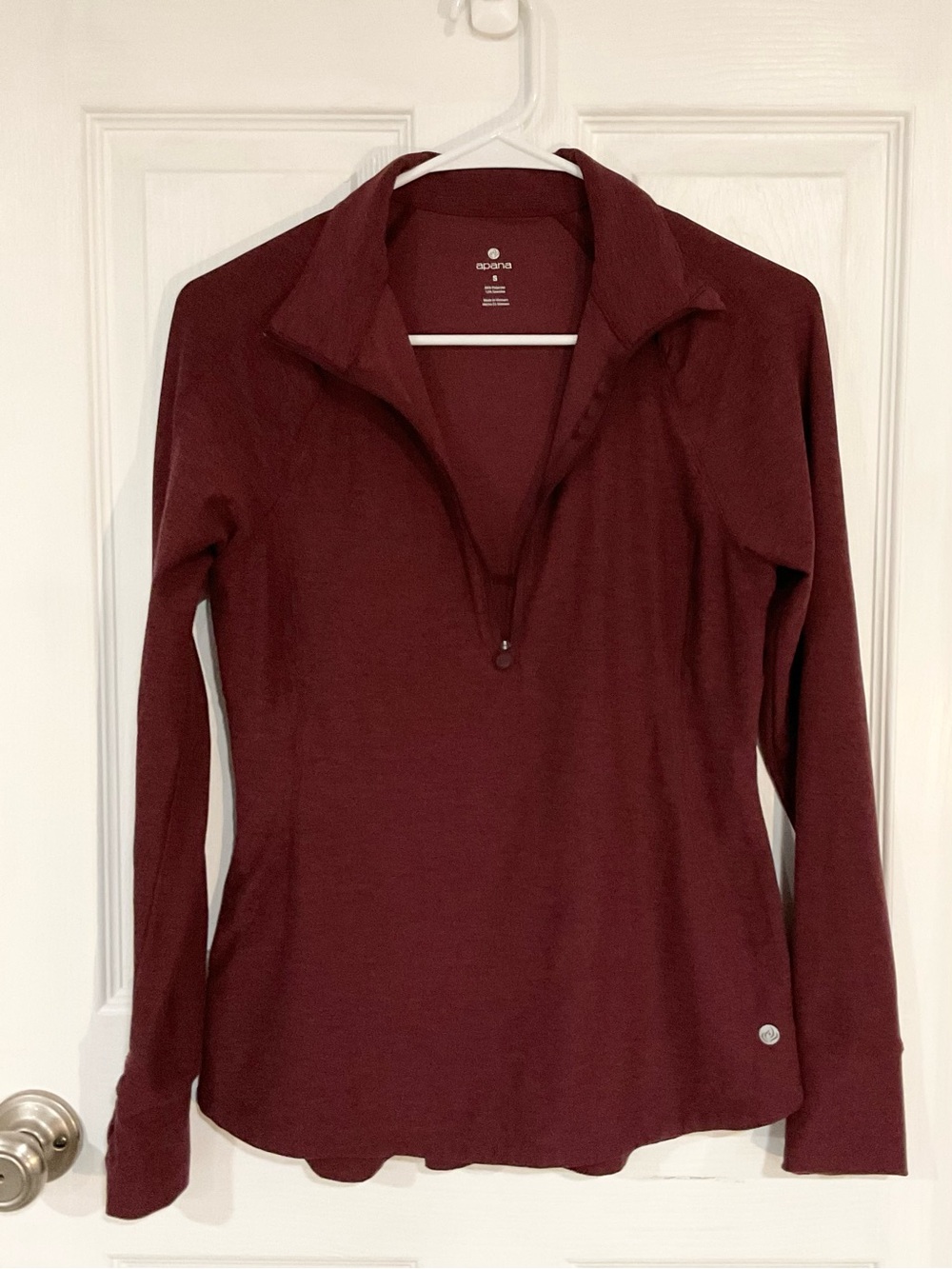 Apana Burgundy Heathered Quarter-Zip Long Sleeve Pullover lightweight